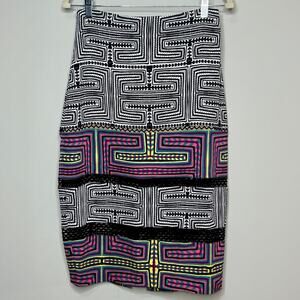 Nicole Miller Artelier Abstract Geometric Print Pencil Skirt Size 6